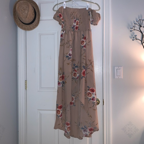 Floral Off the Shoulder Split Chiffon Maxi - Picture 4 of 6